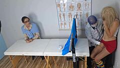 Mommy takes step-sis to kinky gynecologist for creampie exam