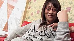 Glasses Japanese Teen Seduces Old Guy for Uncensored POV Fuck