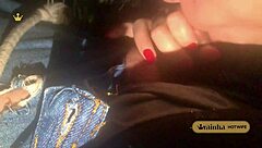 Sexy latina wife sucks husband cock deep in cinema darkness