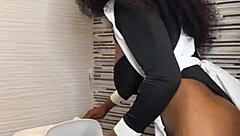Ebony Maid Caught Riding Boss's Huge Cock! Full Squirting Video!