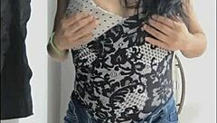 mature latina flashes huge natural tits