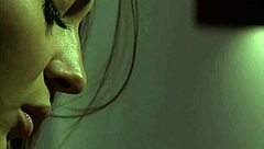 gorgeous brunette babe fingers clit watching mirror masturbation