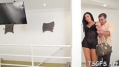 Transsexual slut SUCKS huge cock before sloppy ASSFUCKING!