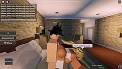 roblox slut gags on huge cock before wild hardcore ride