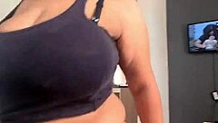 busty milf catches prank and rides cock secretly