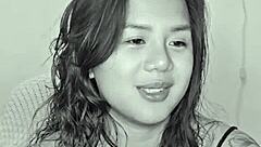 horny asian teen masturbates wildly to throbbing music beats