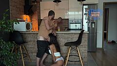 cheating wife sneaks best friend pounding for mouth creampie