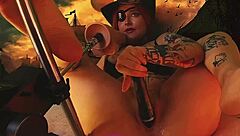 pirate slut cums wildly from vibrators everywhere
