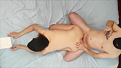 Top-Down View of Passionate Bedroom Fuck with Back Cumshot