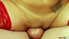 brunette milf screams as lad tongues and fucks her wet pussy