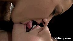 pretty sporty girl wakes to warm golden shower on pussy