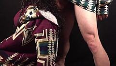 She savors sucking his huge dildo as he licks her to orgasm