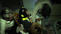 Big cocks circle fuck cute teen at wild party part 1