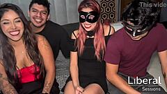 swinger couples swap petite mexican wives for big ass oral group fun