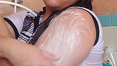 Amateur Bath Tease with Dripping Wet Bra and Arm