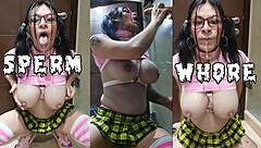 Addicted Sissy Slut Bukkake Cum Face And Tits!