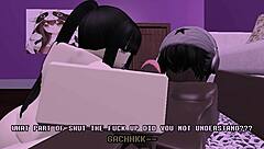 Asian femdom rides and owns black guy's cock roblox style