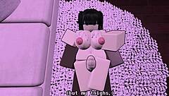 Asian femdom rides and owns black guy's cock roblox style