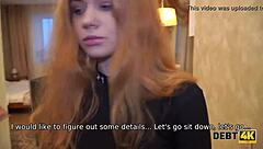 Debt Collector Pounds Adorable Redhead's Shaved Pussy Doggy Style