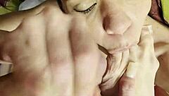 petite beauty sucks cock while licking her own toes passionately