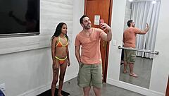 Petite Carioca Feels Two Cocks Stretch Tight Pussy Backstage First Time