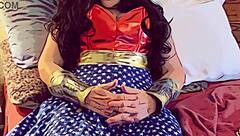 granny in corset fishnets delivers modern blowjob roleplay