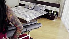 lily lane catches guy jerking off in kitchen yoga