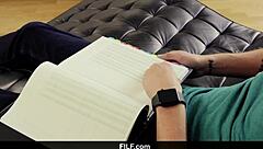 lily lane catches guy jerking off in kitchen yoga