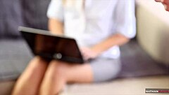 naughty blonde teen pussy teased by huge cock 4k