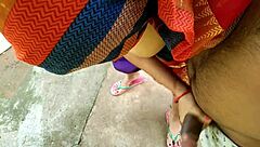 Watching mature pee in backyard leads to outdoor quickie cum on tits