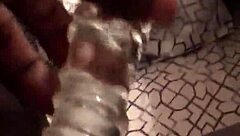 Caribbean accent babe moans shaving pussy with dildo orgasm