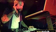 shy russian blonde deepthroats big cock dj booth slam