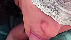 cute petite teen's amateur pov blowjob ends in facial cumshot