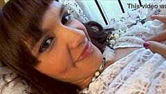 Julia polishes hot latina pearl fingering lingerie