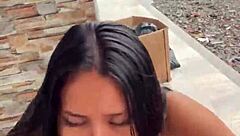 Escort SUCKS Huge COCK in PUBLIC For Cheap Cash