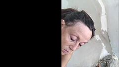 POV MATURE HOTWIFE CANDI ANNIE MILKS HUGE COCK POOLSIDE NUDIST SWALLOW