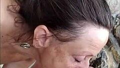 POV MATURE HOTWIFE CANDI ANNIE MILKS HUGE COCK POOLSIDE NUDIST SWALLOW