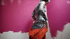 Skinny Tattoo Girl Workwear Anal Dildo Stretch Gape Squirt Solo