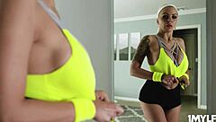 big titted nina elle rides cock grinding tight wet milf pussy