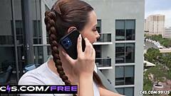 Sneaky Pigtail Teen Ball Sucks for Cum Facial