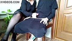 risky handjob tease near juicy mature milf's fat hairy pussy and saggy tits