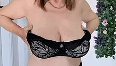 Cheeky granny Maria strips black lingerie in seductive dance