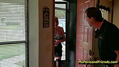 strip-o-gram babe, wanna see you tease with pierced nipples and rip clothes off?