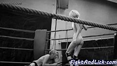 Bigtitted Eurobabe Wrestles Shaved Lesbian Pussy