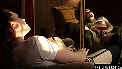 black stockings garter tease hairy pussy masturbation