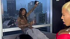 Ebony goddess gives a deepthroat blowjob in doggystyle