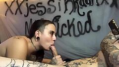 Cuckolded beauty gives a submissive blowjob