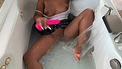 Redbone teen enjoys pussy play and hot bath