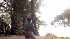 Cum-hungry amateur enjoys anal masturbation in public