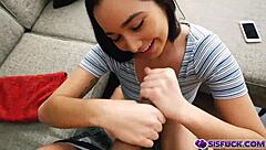 Teen Karlee Grey takes her stepbrother's big cock to new heights